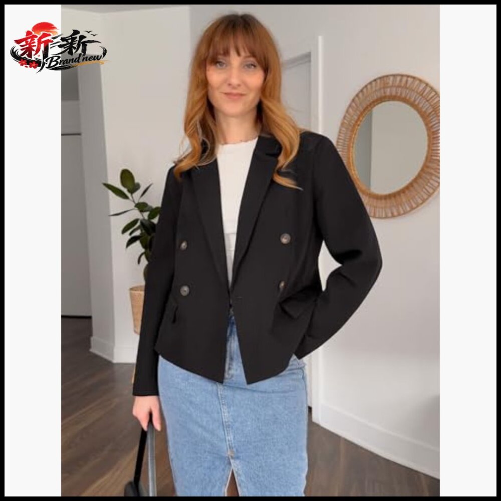 Polyester Blazer Double Breasted Notched Lapel Lo… - image 6